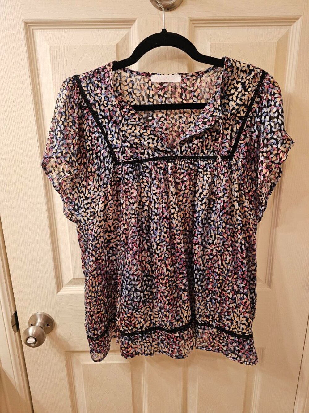 NWOT Ces Femme Medium Multi-Colored Sheer Blouse